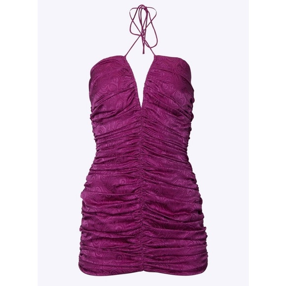 NWT RONNY KOBO ORIELLE RUCHED SILK-BLEND JACQUARD MINI DRESS - Picture 2 of 8